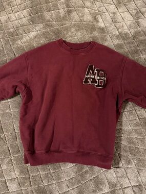 Anine Bing Maroon Crewneck Sweatshirt with AB Patch